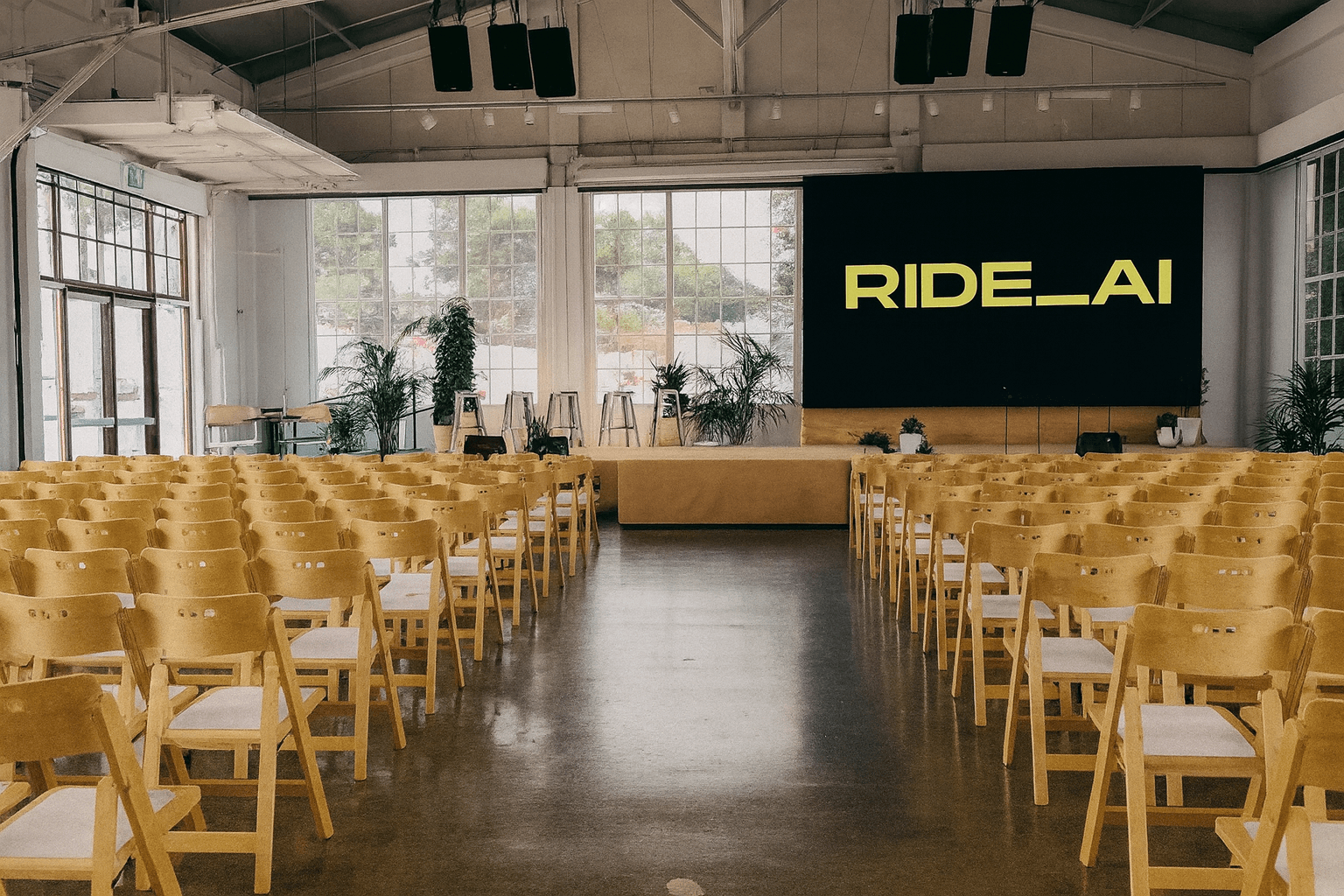 Gallery 308 interior with RIDE AI branding
